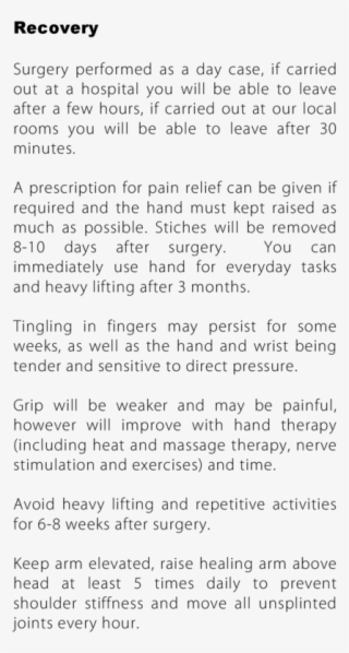 Recovery Surgery Performed As A Day Case, If Carried #6588420