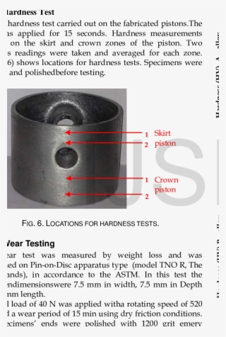 Hardness Of Piston Skirt At Different Rotational Speeds #6588774