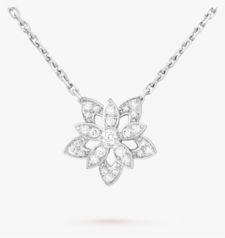 Lotus Openwork Pendant, Mini Model, White Gold, Diamonds #6590557