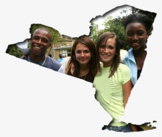 Smiling Teens In Outline Of New York State #6592755