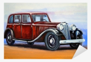 Car, Retro, Watercolor Background, Paintings Sticker - Watercolor Painting #663711