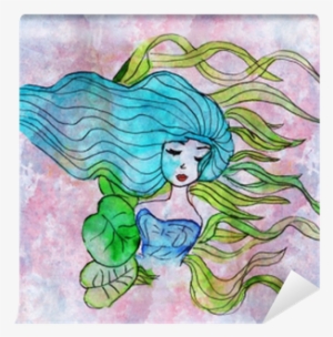 Watercolor Illustration Of A Girl With Colorful Hair - Watercolor Painting #664040