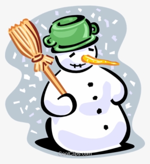Snowman With Broom Royalty Free Vector Clip Art Illustration - Winter Holidays #666928