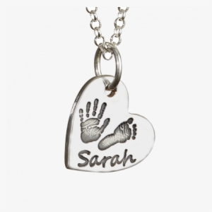 Small Handprint And Footprint Heart Necklace - Memorial Handprint And Footprint Heart Necklace #667554