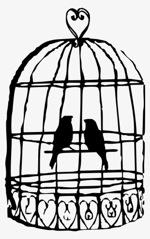 Birdcage Lovebirds Grey Clip Art At Clker - Birdcage Drawing #668686