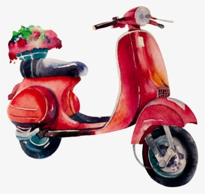 Red Motorcycle Watercolor Vehicle Transparent - La Dolce Vita Flayer #668883