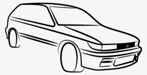 Car Door Mitsubishi Colt Auto Show - Black And White Car Vector #669558