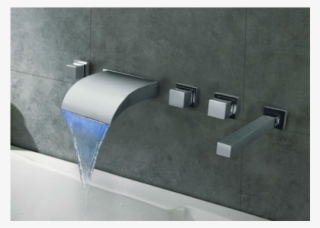 Wall Mount Led Waterfall Bathtub Faucet With Hand-held #6623347