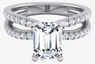 Emerald Cut Diamond Engagement Ring With Pave Split #6639006