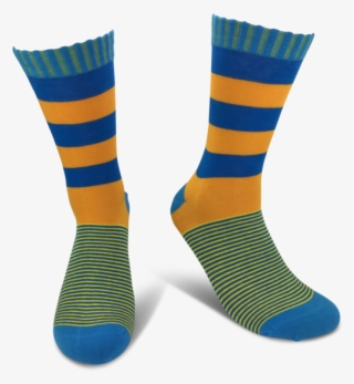Men's Colorful Crew Socks W/ Blue And Yellow Stripes #6639733