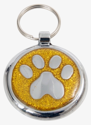 Luxury Designer Dog Tag Glitter Yellow Gold Paw Print #6647527