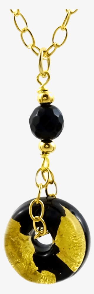 Savvy Cie 24k Gold Leaf Murano Life Saver Onyc Necklace #6652816