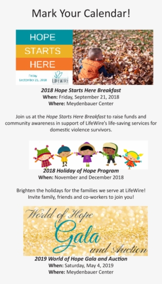 Mark Your Calendar 2018 Hope Starts Here Breakfast #6652987