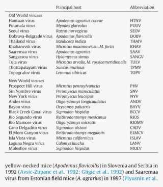Virus Species In The Hantavirus Genus, Family Bunyaviridae #6653337