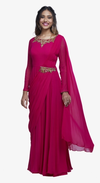 Magenta Draped Anarkali Gown By Stylease Exclusive #6664327