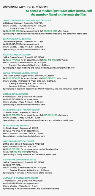 Our Community Health Centers To Reach A Medical Provider #6695337