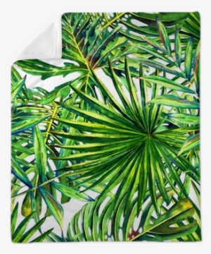 Seamless Floral Pattern With Watercolor Tropical Palm - Watercolor Painting #670928