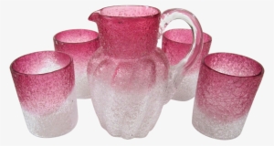 Boston And Sandwich Overshot Crackle Clear To Cranberry - Vase #671576