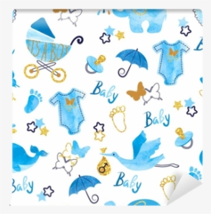 Baby Shower Boy Seamless Pattern - Vector Graphics #672944