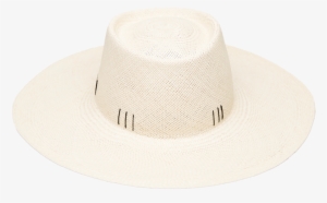 White Woven Straw Beach Hat With Black Detail - Beige #674055