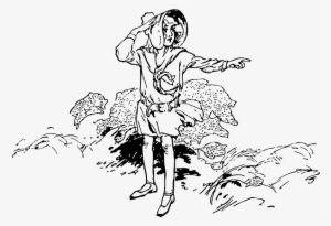 Little Girl Pointed To It - Pointing Far Clipart Black And White #674715