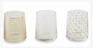 Mud Pie Gold Polka Dot Double Old Fashion Glass Set, #676758