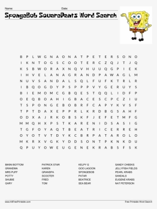 Reward Spongebob Word Search Free Squarepants Templates - Free ...