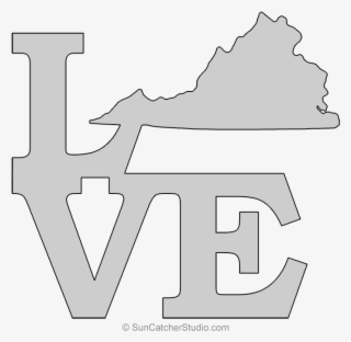 Virginia Love Map Outline Scroll Saw Pattern Shape #6760725