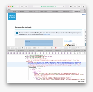 There Simply Is No Long Form At Schwab's "login" Page, #6774747