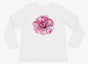 Black Anemone & Pink Watercolor Ladies Long Sleeve - Hibiscus #680877