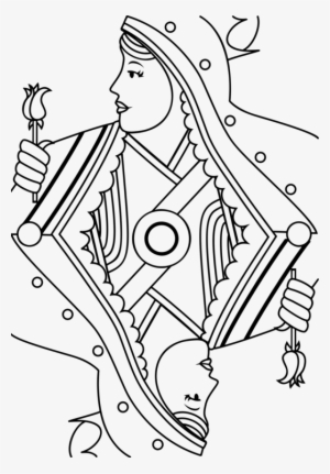 Queen Of Hearts Drawing Line Art Playing Card Free - Playing Card Queen Drawing #681648