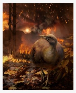 Illustration Of Prehistoric Bird Fleeing Fire After - Did Birds Survive The Mass Extinction #681959