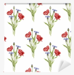 Vector Library Stock Seamless Pattern With Flowers - Watercolor Painting #684013