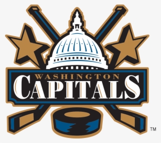 Two Hockey Sticks Crossed Behind The Image Of The United - Capitals Logos #686155
