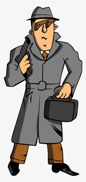 Man, Hide, Cartoon, Free, Hat, Gun, Spy, Agent, - Spy Clipart #687433