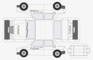 German Police Car In Black And White - Police Car Paper Toy #687835