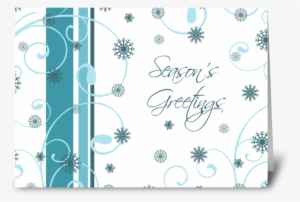 Season's Greetings Teal White Snowflakes Greeting Card - Christmas Eve Birthday Cards #689118