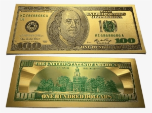 $100 Benjamin Franklin Colorized Gold Foil Polymer - 100 Dollar Bill #689655