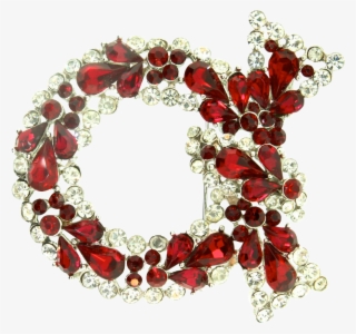 Vtg Philippe Trifari Christmas Wreath Figural Ruby #6812841