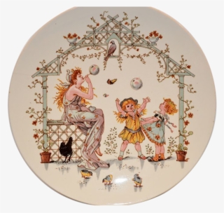 Adorable French Faience Story Plate Plaque Young #6818861