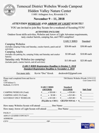Download 2018 Temescal Webelos Woods Flyer #6827631