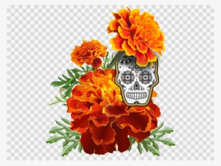Dia De Los Muertos Skull Clipart Calavera Mexican Marigold #6830168