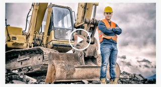 Construction Worker In Front Of Excavator #6834951