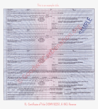 Fl Certificate Of Title Hsmv 82251 6 96 Reverse #6850470