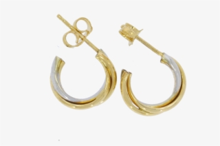 9ct White & Yellow Gold Hoop Earrings #6852320