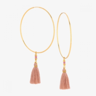 Hoop Earrings With Pink Tassels #6852499