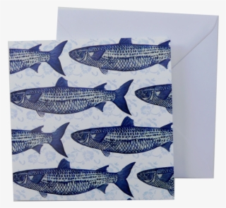 Greeting Card And Envelope Blue And White Fish Print #6867478