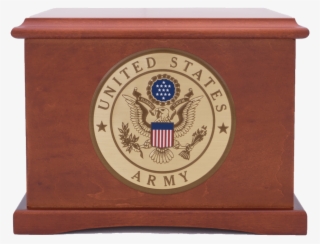 Veterans Funeral Care Coronet Wood Urn With Army Seal #6872013