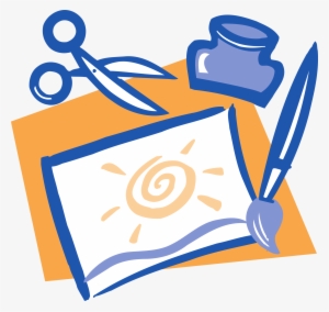 Free Library Artwork Paintbrush Scissors Glue Big Image - Arts And Crafts Cartoon #692006
