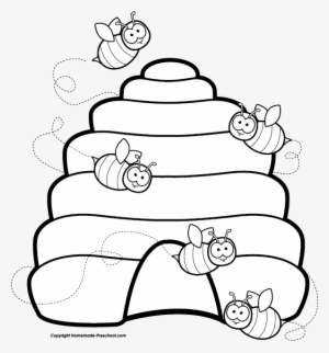 Beehive Free Bee Clipart - Hives Bees Clipart Black And White #692859